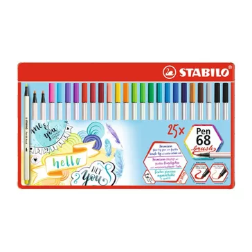 Ecsetfilc STABILO Pen 68 Brush 25  darabos fémdobozban