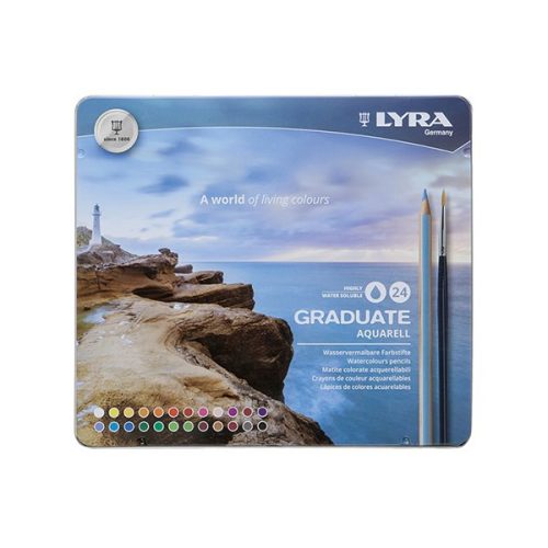 Színes ceruza LYRA Graduate Aquarell hatszögletű fémdoboz 24 darabos