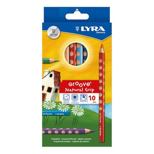 Színes ceruza LYRA Groove háromszögletű vastag 10 darabos
