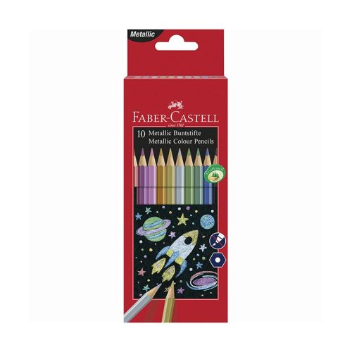 Színes ceruza FABER-CASTELL Hexagonal hatszögletű metál színek 10 darabos