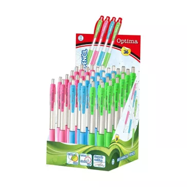 Nyomósirón display OPTIMA 0,5 mm vegyes színek 36 darabos