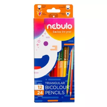   Színes ceruza NEBULO kétvégű háromszögletű 12 darabos készlet