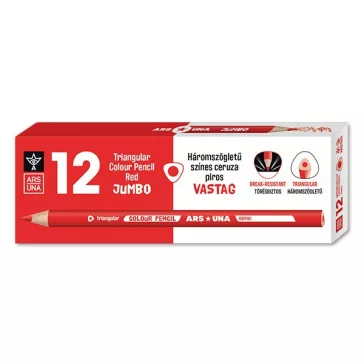 Színes ceruza ARS UNA háromszögletű vastag piros