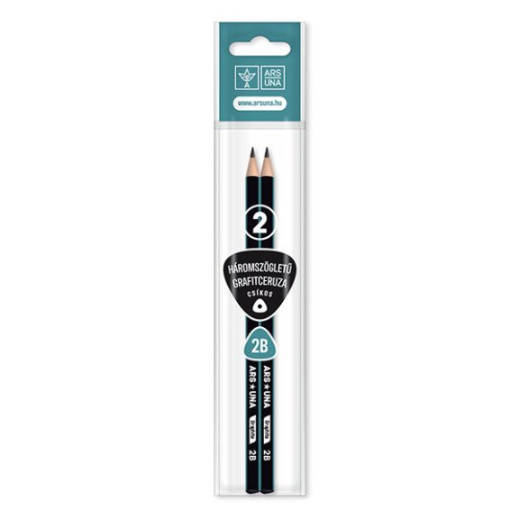 Grafitceruza ARS UNA 2B háromszögletű csíkos 2 darabos