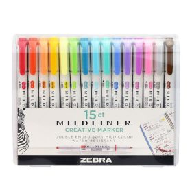   Szövegkiemelő kétvégű ZEBRA Mildliner Cool&Refined, Fluorescent, Warm 1,4-4,0 mm 15 darabos