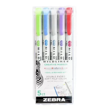   Szövegkiemelő készlet kétvégű ZEBRA Mildliner cool & refined 1,4-4,0 mm 5 darabos