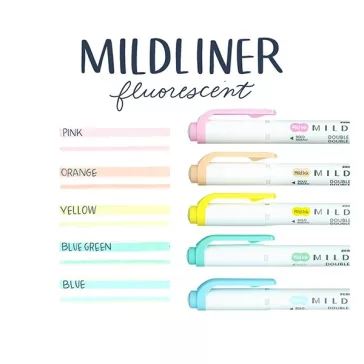   Szövegkiemelő készlet kétvégű ZEBRA Mildliner fluorescent 1,4-4,0 mm 5 darabos