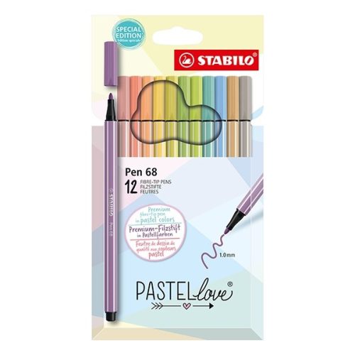 Filctoll STABILO Pen 68 Pastellove 1mm 12 darabos