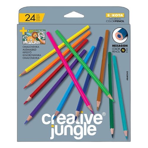 Színes ceruza CREATIVE JUNGLE grey háromszögletű 24 darabos