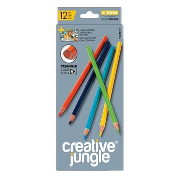   Színes ceruza CREATIVE JUNGLE grey háromszögletű 12 darabos