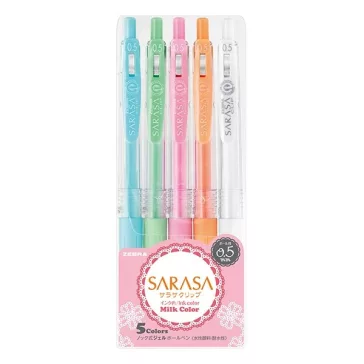   Zseléstoll készlet ZEBRA Sarasa Clip Milk nyomógombos 0,5 mm 5 darabos