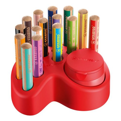 Színes ceruza STABILO Woody 3in1 asztali tartóban hegyezővel 15 darabos