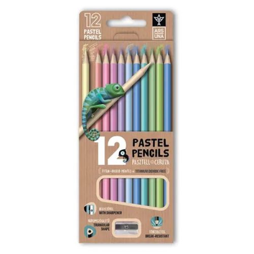Színes ceruza ARS UNA pasztell háromszögletű + hegyező 12 darabos