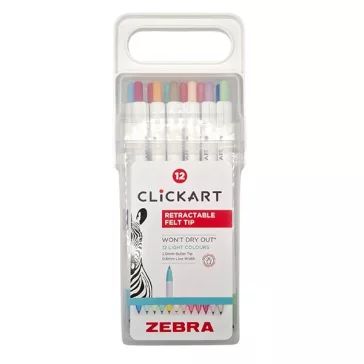   Filctoll  ZEBRA ClickArt nyomógombos vízbázisú 12 darabos