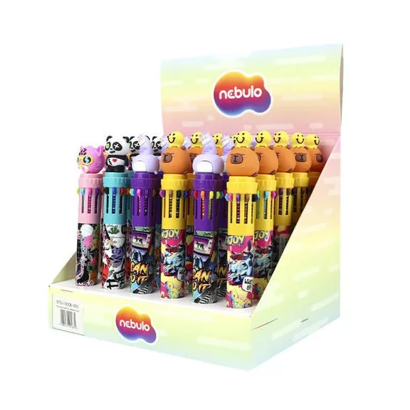 Golyóstoll NEBULO 0,7 mm 10 színű Funny Animals
