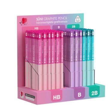   Grafitceruza display ICO Süni háromszög HB,B,2B light pasztell 184 darabos