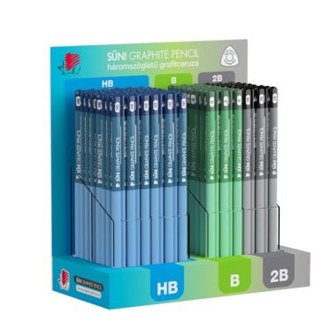  Grafitceruza display ICO Süni háromszög HB,B,2B dark pasztell 184 darabos