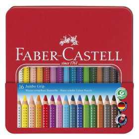   Színes ceruza FABER-CASTELL Jumbo Grip háromszögletű fém dobozban 16 darabos