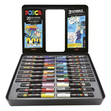 Filctoll UNI Posca Manga Hero vegyes fémdobozos 20 darabos