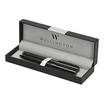   Golyóstoll készlet WELLINGTON Carbon golyóstoll + rollertoll antracit díszdobozban