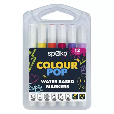   Filctoll SPOKO Colour Pop háromszögletű vízbázisú 12 darabos