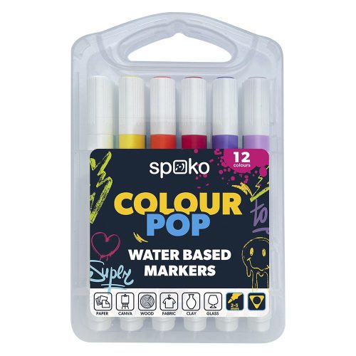 Filctoll SPOKO Colour Pop háromszögletű vízbázisú 12 darabos