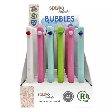   Golyóstoll SPOKO ReLeaf Bubbles nyomógombos 0,5 mm kék írásszín vegyes színben