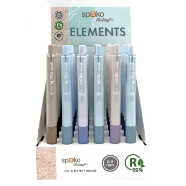   Zseléstoll SPOKO ReLeaf Elements nyomógombos 0,5 mm kék írásszín vegyes színben