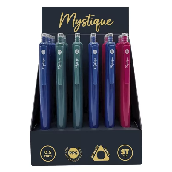 Zseléstoll SPOKO Mystique nyomógombos 0,5 mm kék írásszín vegyes színben Zseléstoll SPOKO Mystique nyomógombos 0,5 mm kék írásszín vegyes színben