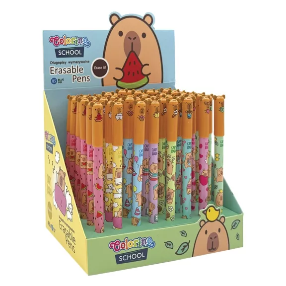 Golyóstoll COLORINO radírozható Capybara kupakos 0,5 mm kék írásszín