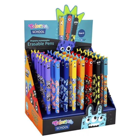 Golyóstoll COLORINO radírozható Szörnyek kupakos 0,5 mm kék írásszín