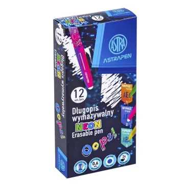 Golyóstoll ASTRA PEN radírozható neon 0,6 mm