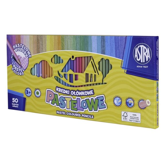 Színes ceruza ASTRA pasztell színek 50 darabos