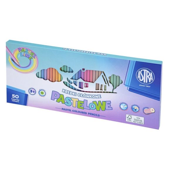 Színes ceruza ASTRA pasztell színek 50 darabos