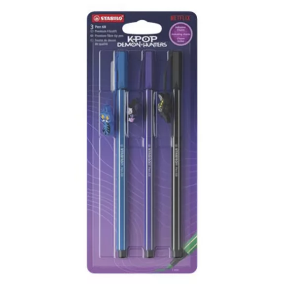 Filctoll STABILO Pen 68 K-pop Huntrix (Derpy, Sussie, Jinu) 3 darabos készlet Filctoll STABILO Pen 68 K-pop Huntrix (Derpy, Sussie, Jinu) 3 darabos készlet