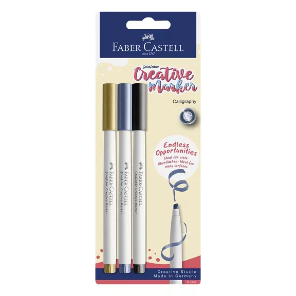 Filctoll FABER-CASTELL kreatív vágott 1,5 mm hegy 3 darab/bliszter Filctoll FABER-CASTELL kreatív vágott 1,5 mm hegy 3 darab/bliszter