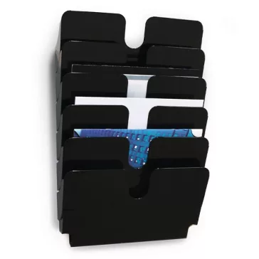   Prospektustartó DURABLE Flexiplus A/4 fekvő fali 6 részes fekete