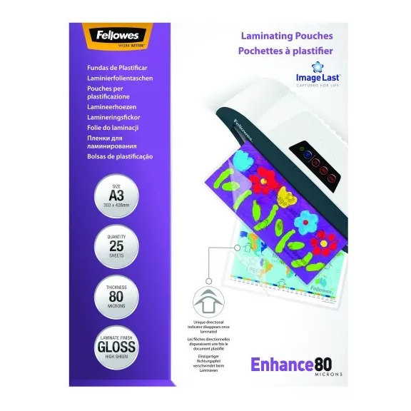 Lamináló fólia FELLOWES A/3 80 mikron fényes 25/csom