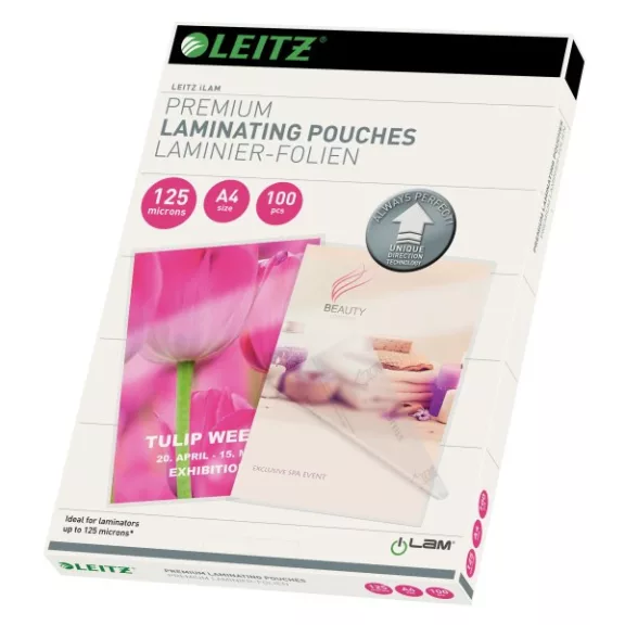 Lamináló fólia LEITZ A/4 125 mikron fényes 100 lapos Lamináló fólia LEITZ A/4 125 mikron fényes 100 lapos