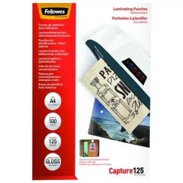   Lamináló fólia FELLOWES A/4 125 mikron fényes öntapadó 100/csom
