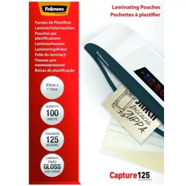   Lamináló fólia FELLOWES 83x113 mm 125 mikron fényes 100/csom