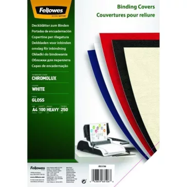 Hátlap FELLOWES Chromolux A/4 250 g fényes fehér 100/csom