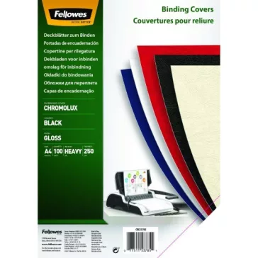 Hátlap FELLOWES Chromolux A/4 250 g fényes fekete 100/csom