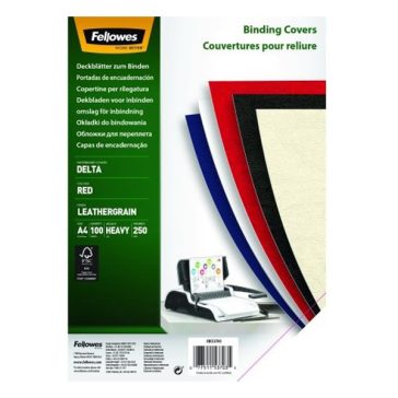   Hátlap FELLOWES Delta A/4 250 g matt bőrhatású piros 100/csom
