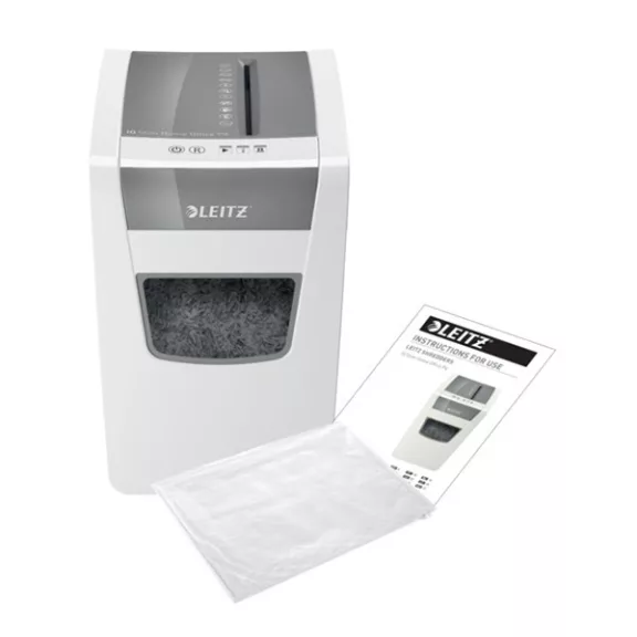 Iratmegsemmisítő LEITZ IQ Slim Home Office konfetti P4 10 lap fehér Iratmegsemmisítő LEITZ IQ Slim Home Office konfetti P4 10 lap fehér