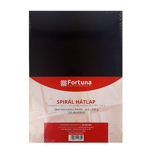Hátlap FORTUNA A/4 230 g matt bőrhatású fekete 100/dob