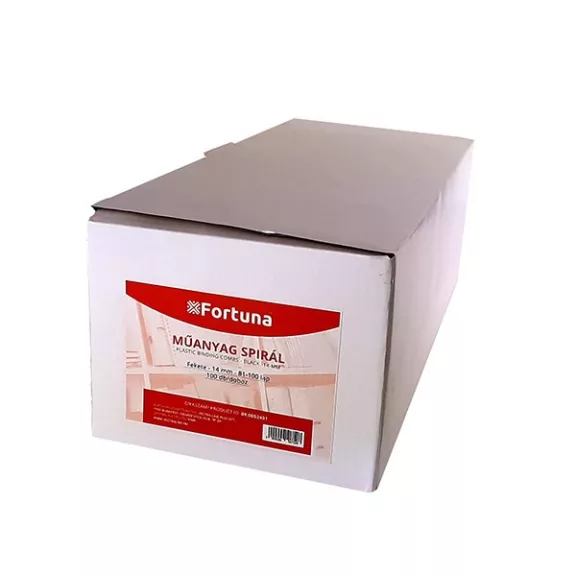 Iratspirál műanyag FORTUNA 14mm 81-100 lap fekete 100/dob Iratspirál műanyag FORTUNA 14mm 81-100 lap fekete 100/dob