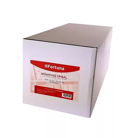 Iratspirál műanyag FORTUNA 16mm 101-120 lap fehér 100/dob Iratspirál műanyag FORTUNA 16mm 101-120 lap fehér 100/dob