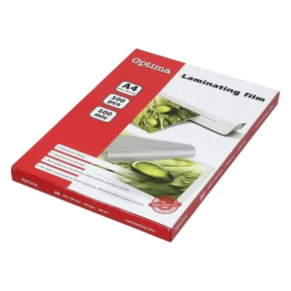 Lamináló fólia OPTIMA A/4 100 mikron fényes 100/csom