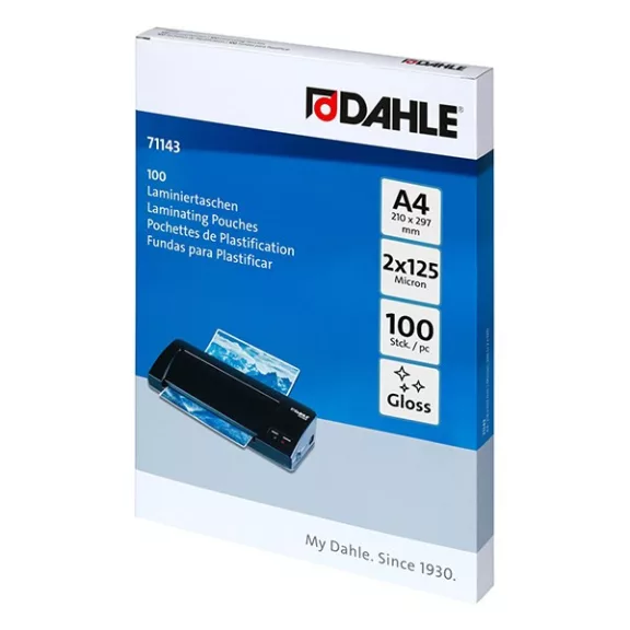 Lamináló fólia DAHLE 71143 A/4 125 mikron fényes 100/csomag Lamináló fólia DAHLE 71143 A/4 125 mikron fényes 100/csomag